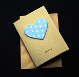 Blue Star Heart - Handcrafted Valentines or Anniversary Card - dr17-0007